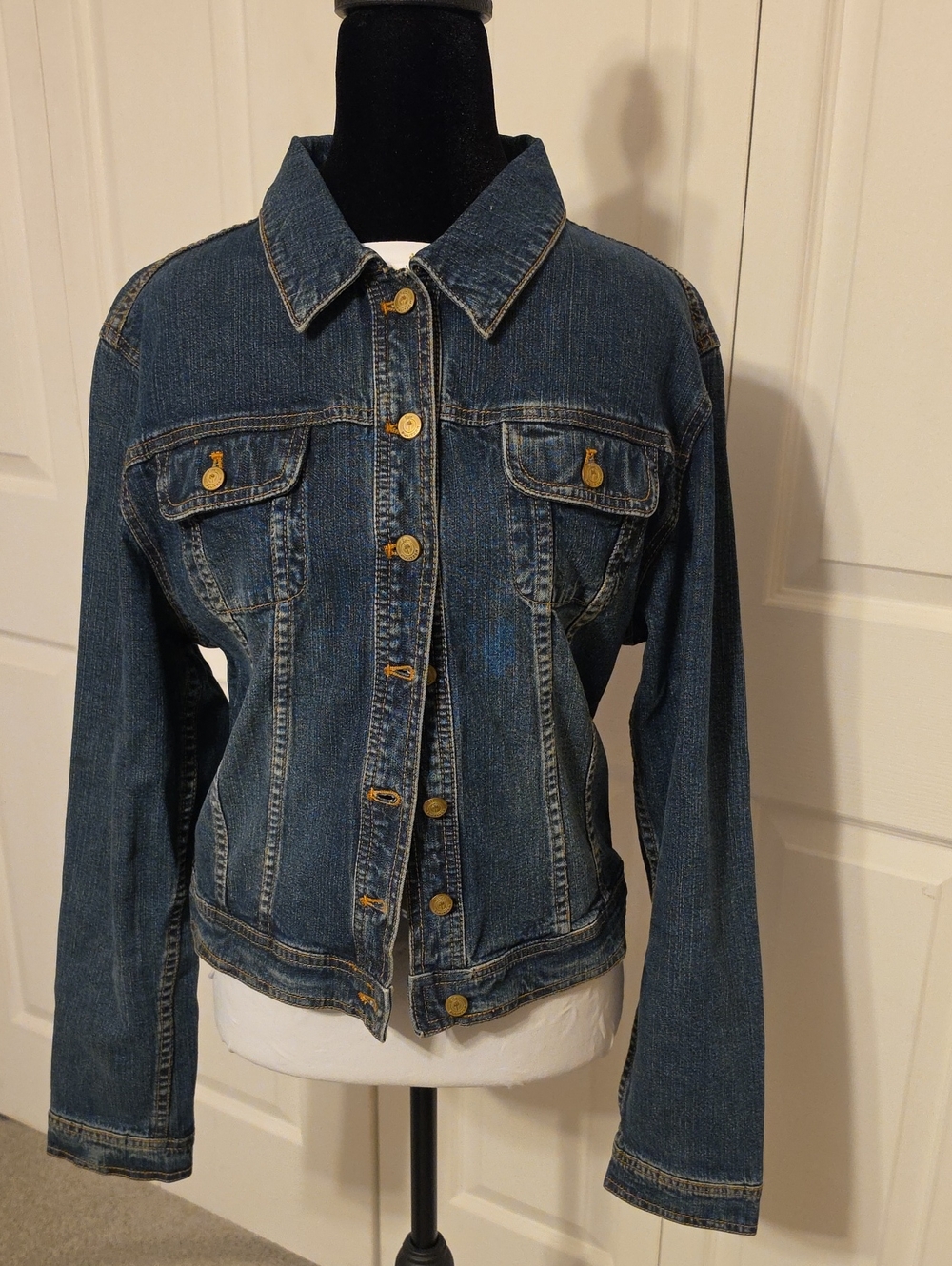 Lilly Pulitzer Dark Blue Denim Jacket with Brass Buttons